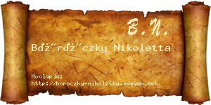 Böröczky Nikoletta névjegykártya