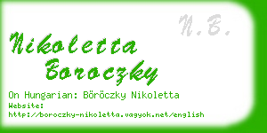 nikoletta boroczky business card