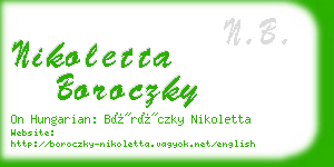 nikoletta boroczky business card